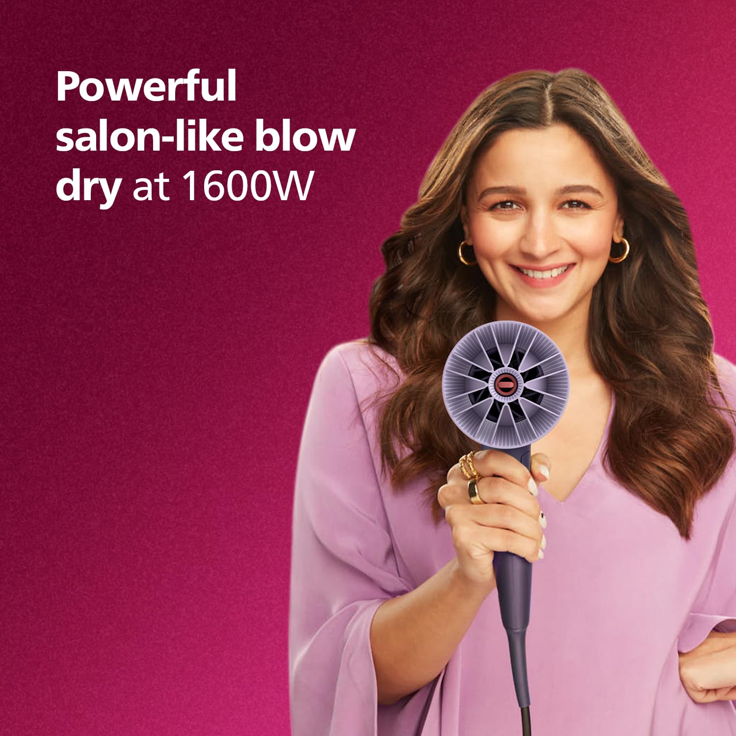 Philips Hair Dryer Powerful Drying with Less HeatIIonic Care for Smooth & Shiny HairI 3 Styling Options for Salon like BlowdryI 1600 WattsI Cool ShotI Men & WomenI 2 Year WarrantyI BHD318/00, Purple - View 7