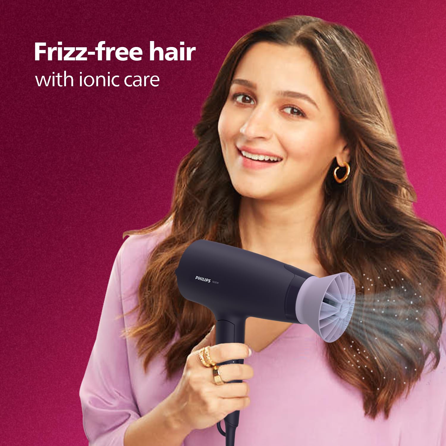Philips Hair Dryer Powerful Drying with Less HeatIIonic Care for Smooth & Shiny HairI 3 Styling Options for Salon like BlowdryI 1600 WattsI Cool ShotI Men & WomenI 2 Year WarrantyI BHD318/00, Purple - View 4