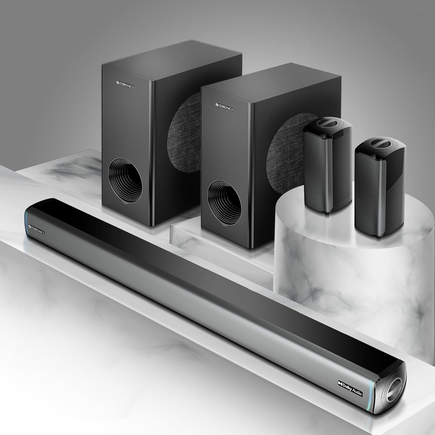 ZEBRONICS Juke bar 9550 pro 5.2 Soundbar (625 Watts), Dolby Audio, Dual Wireless Subwoofer & Satellite, BT v5.3, HDMI ARC, Optical, Powerful Bass, RGB LED Lights, Wall Mountable - View 2