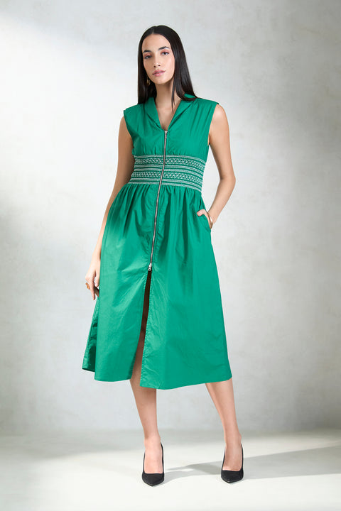 Gazelle 100% Cotton Waist Smocked Midi Dress - View 2